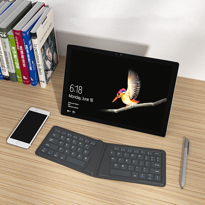 Compatible with Apple, Aerospace Folding Bluetooth Keyboard Ipad Tablet Phone Universal Office Keyboard