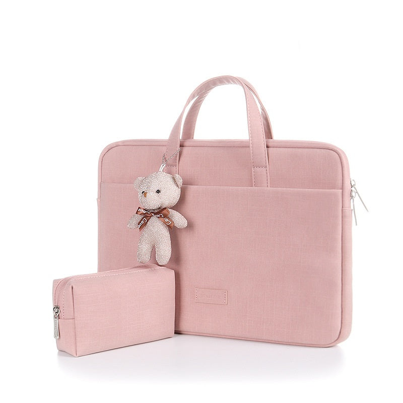 Color: A Pink with a bag, Size: 15.6 inch - Laptop bag female 15.6-inch male