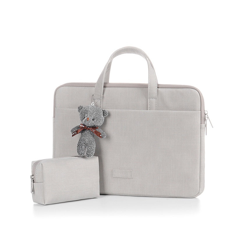 Color: A Grey with a bag, Size: 14 inch - Laptop bag female 15.6-inch male