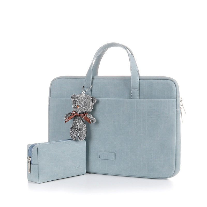 Color: A Blue with a bag, Size: 13 inch - Laptop bag female 15.6-inch male