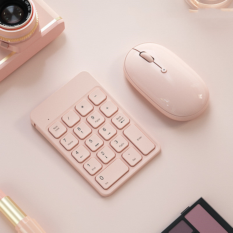 Color: Cherry powder wireless keyboa, power: USB - Compatible with Apple , Charging Wireless Bluetooth Digital Keyboard Mouse Apple Notebook