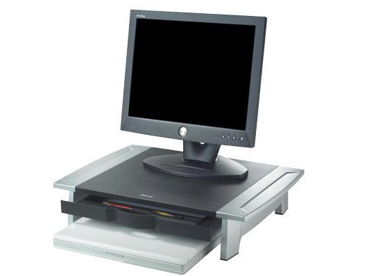 Raises monitor to comfortable viewing height to help prevent neck strain. suppor