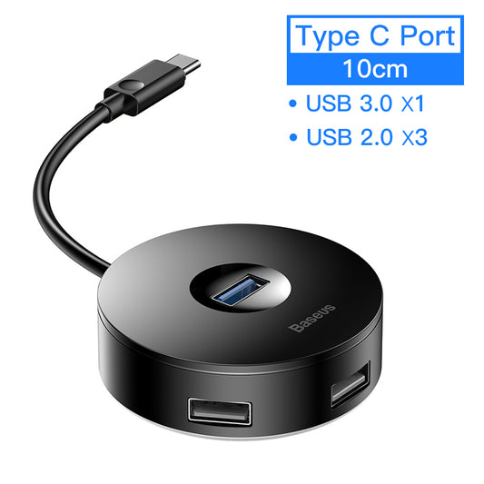 style: 0.1M Black USB C - hub notebook usb adapter hub round box