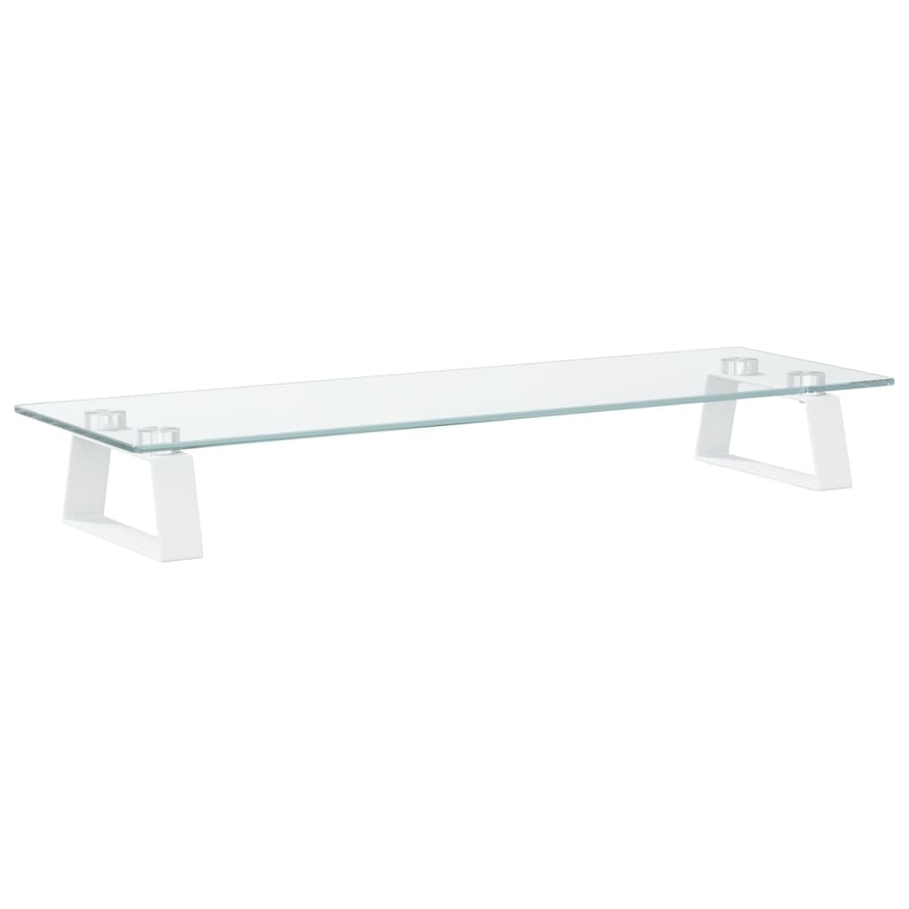 vidaXL Monitor Stand White 23.6"x7.9"x3.1" Tempered Glass and Metal