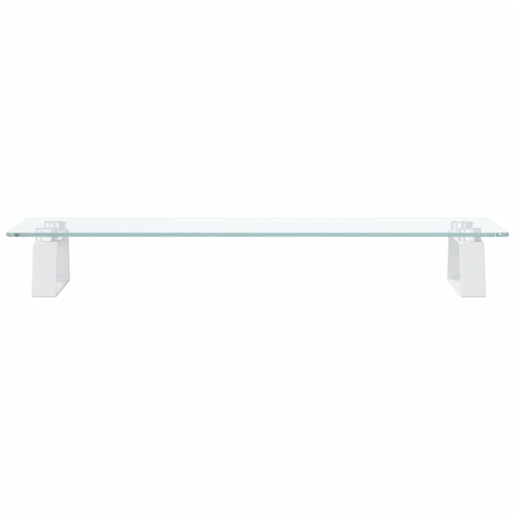 vidaXL Monitor Stand White 23.6"x7.9"x3.1" Tempered Glass and Metal