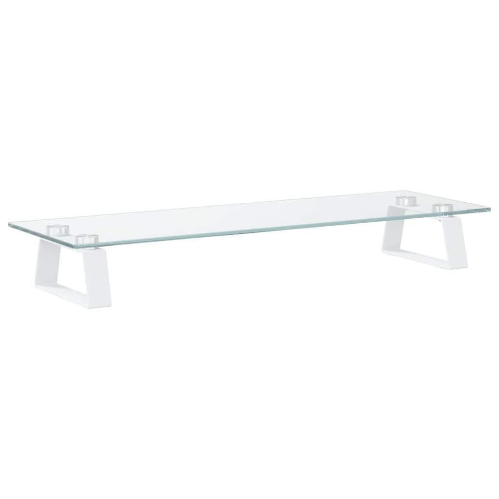 vidaXL Monitor Stand White 23.6"x7.9"x3.1" Tempered Glass and Metal