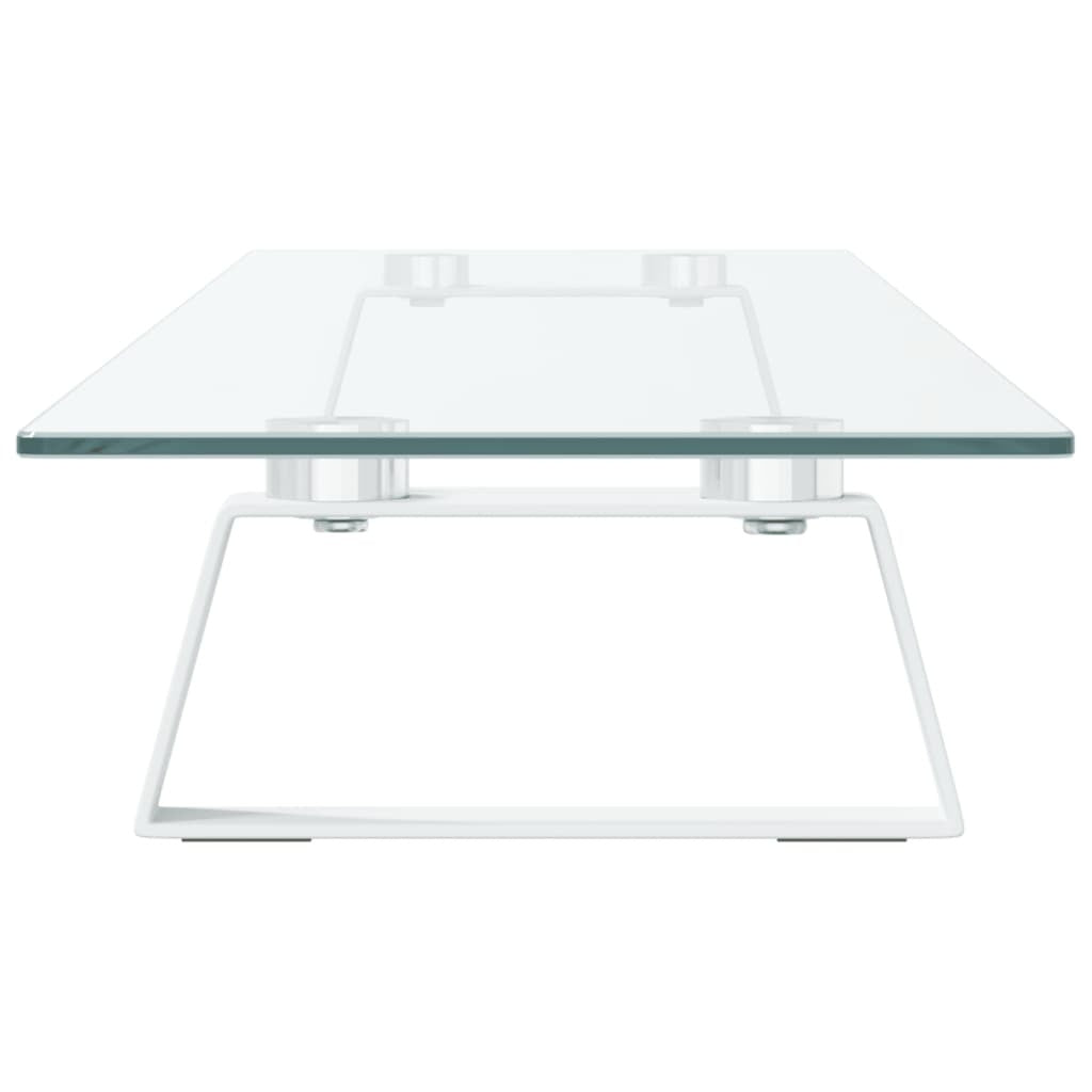 vidaXL Monitor Stand White 39.4"x7.9"x3.1" Tempered Glass and Metal