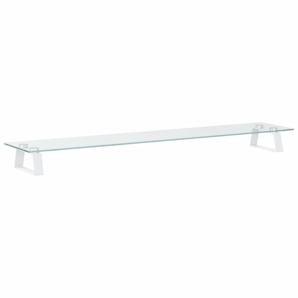 vidaXL Monitor Stand White 39.4"x7.9"x3.1" Tempered Glass and Metal