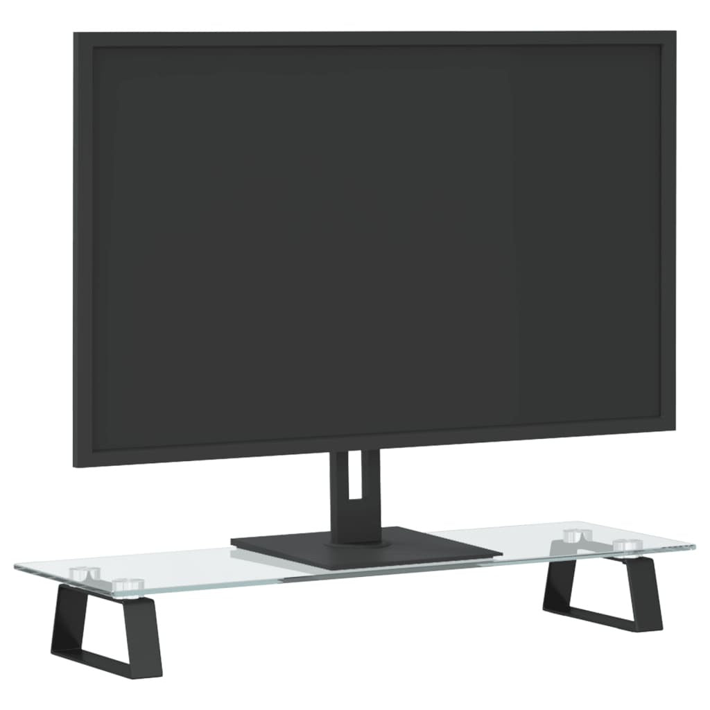 vidaXL Monitor Stand Black 23.6"x7.9"x3.1" Tempered Glass and Metal