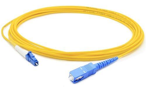 This is a 10m lc (male) to sc (male) yellow simplex riser-rated fiber patch cabl