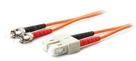 This is a 10m sc (male) to st (male) orange duplex riser-rated fiber patch cable