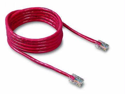 15ft cat5e patch cable, utp, red pvc jacket, 24awg, t568b, 50 micron, gold plate