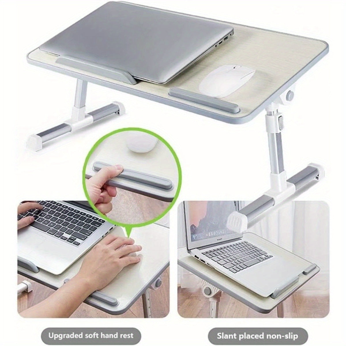 Bed Tray Table for Eating and Laptops, Laptop Desk Portable Laptop Table Notebook Stand Reading Holder with Fan Foldable Adjustable Height for Writing Gaming Drawing Working