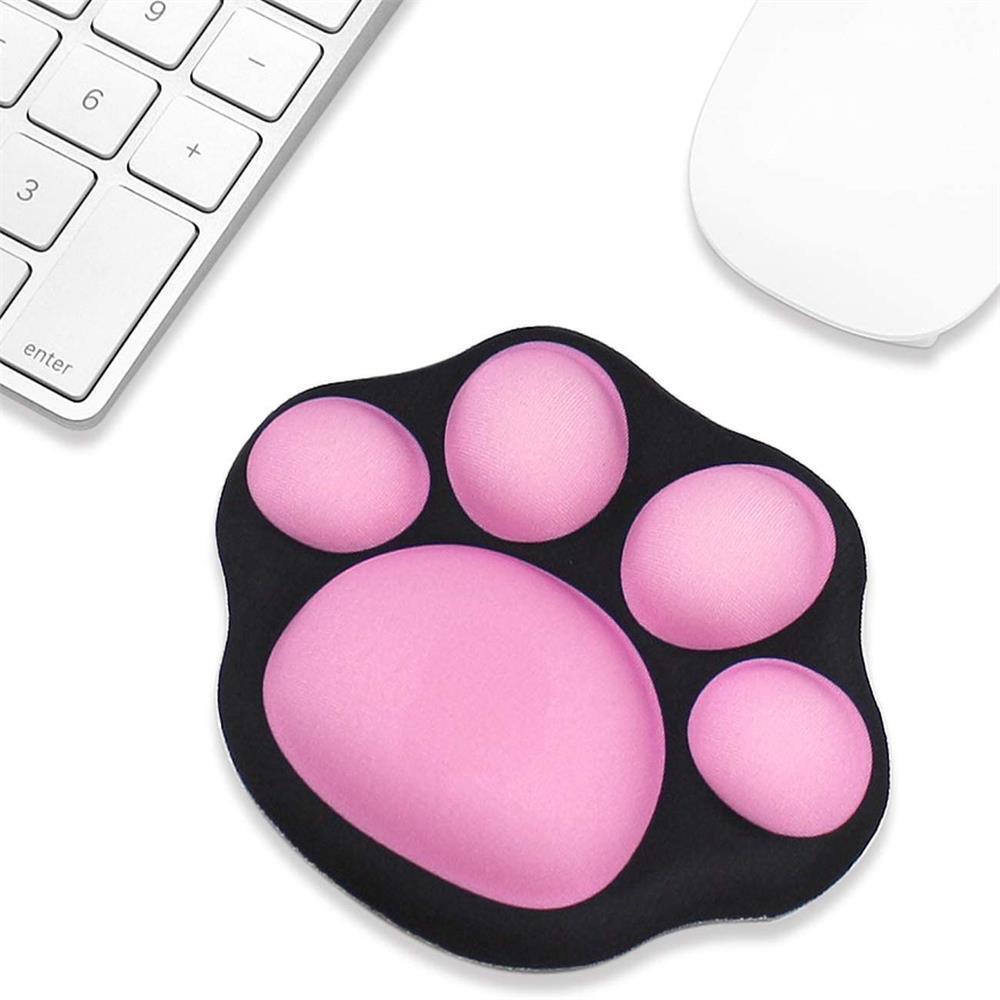 1pc Cute Mouse Wrist Support Pad Cat Paw Pattern Comfortable Soft Wrist Rest Hand Pillow Relief Non-Slip Rubber Base Home Office