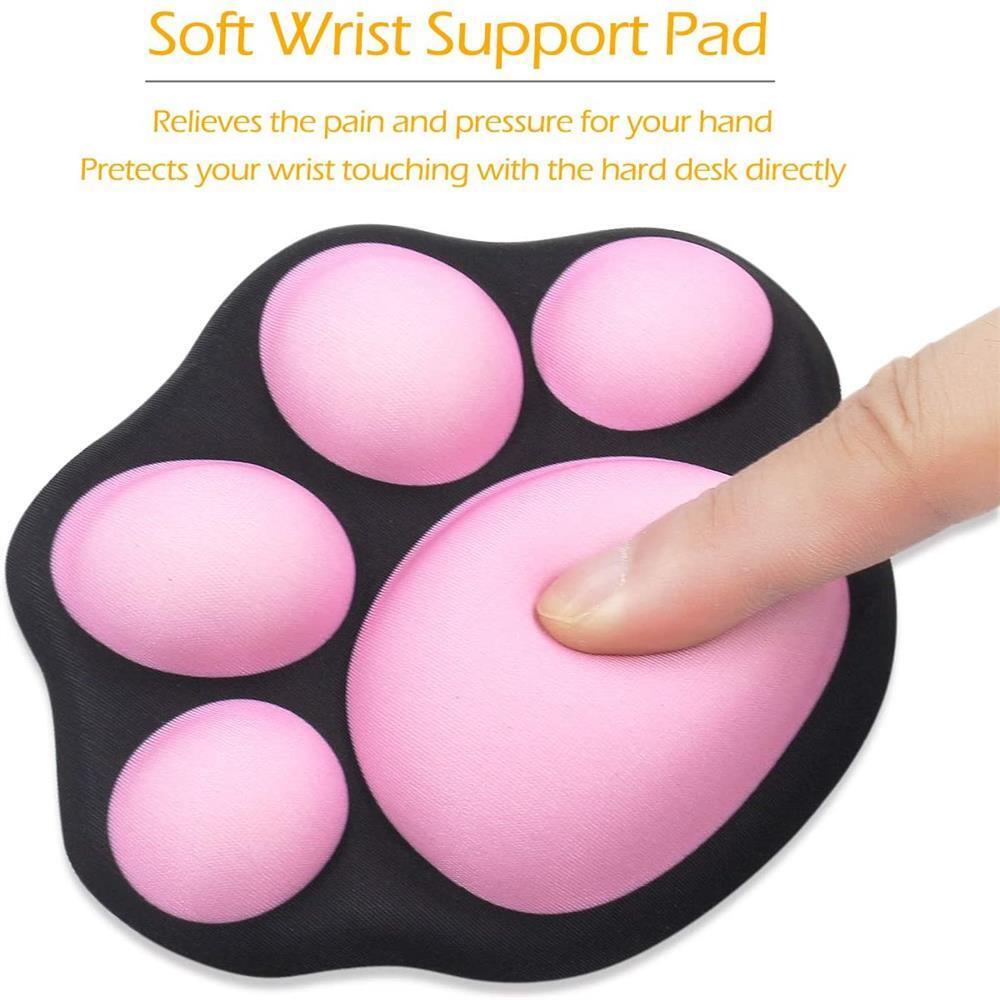 1pc Cute Mouse Wrist Support Pad Cat Paw Pattern Comfortable Soft Wrist Rest Hand Pillow Relief Non-Slip Rubber Base Home Office