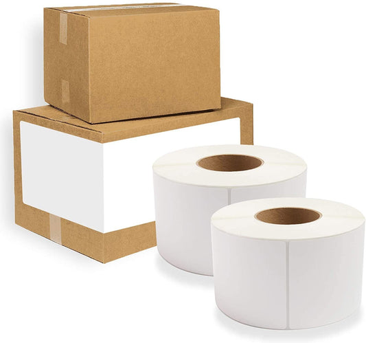 11500 Pack of White Thermal Transfer Labels 4" x 2" with 3" Core. Perforated Thermal Shipping Label. Self-Adhesive Rolls. Mailing Postage Printing Roll. Paper Blank for Shipping; Barcoding