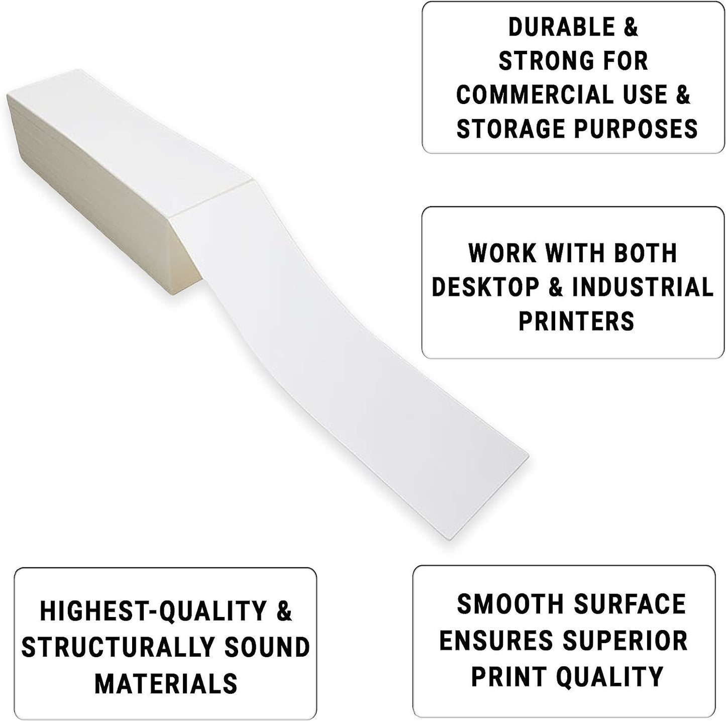 2000 Pack Thermal Transfer Fanfold Labels 4" x 13". Perforated Self-Adhesive Rolls. Mailing Postage. Printing Paper. Blank for Shipping; barcoding