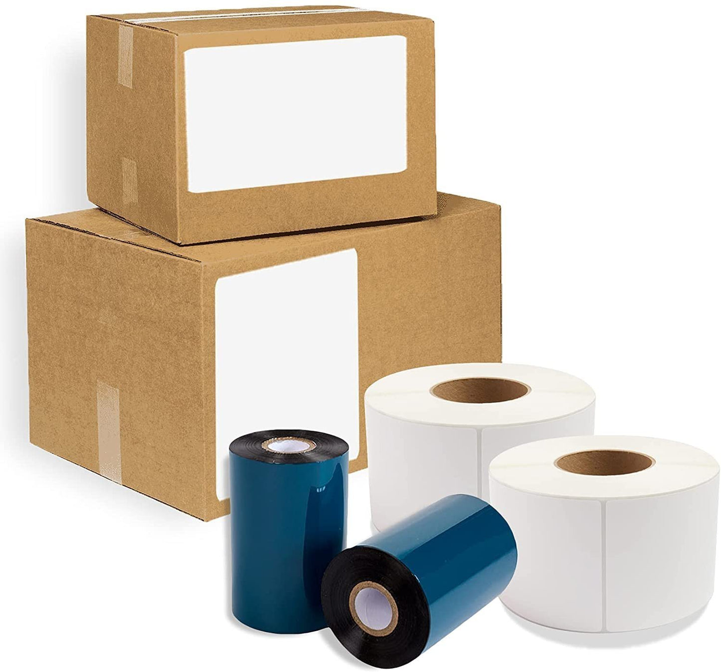 22590 Pack of White Thermal Transfer Labels 2.5" x 1.5" with 3" Core. Perforated Thermal Shipping Label. Self-Adhesive Rolls. Mailing Printing Roll. Paper Blank for Shipping; Barcoding