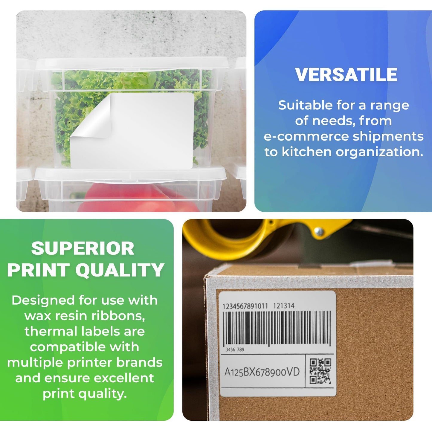 22590 Pack of White Thermal Transfer Labels 2.5" x 1.5" with 3" Core. Perforated Thermal Shipping Label. Self-Adhesive Rolls. Mailing Printing Roll. Paper Blank for Shipping; Barcoding