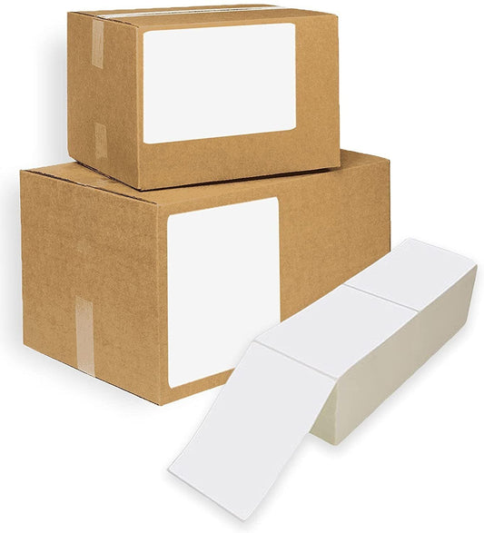 10000 Pack Thermal Transfer Fanfold Labels 4" x 2.5". Perforated Self-Adhesive Rolls. Mailing Postage. Printing Paper. Blank for Shipping; barcoding