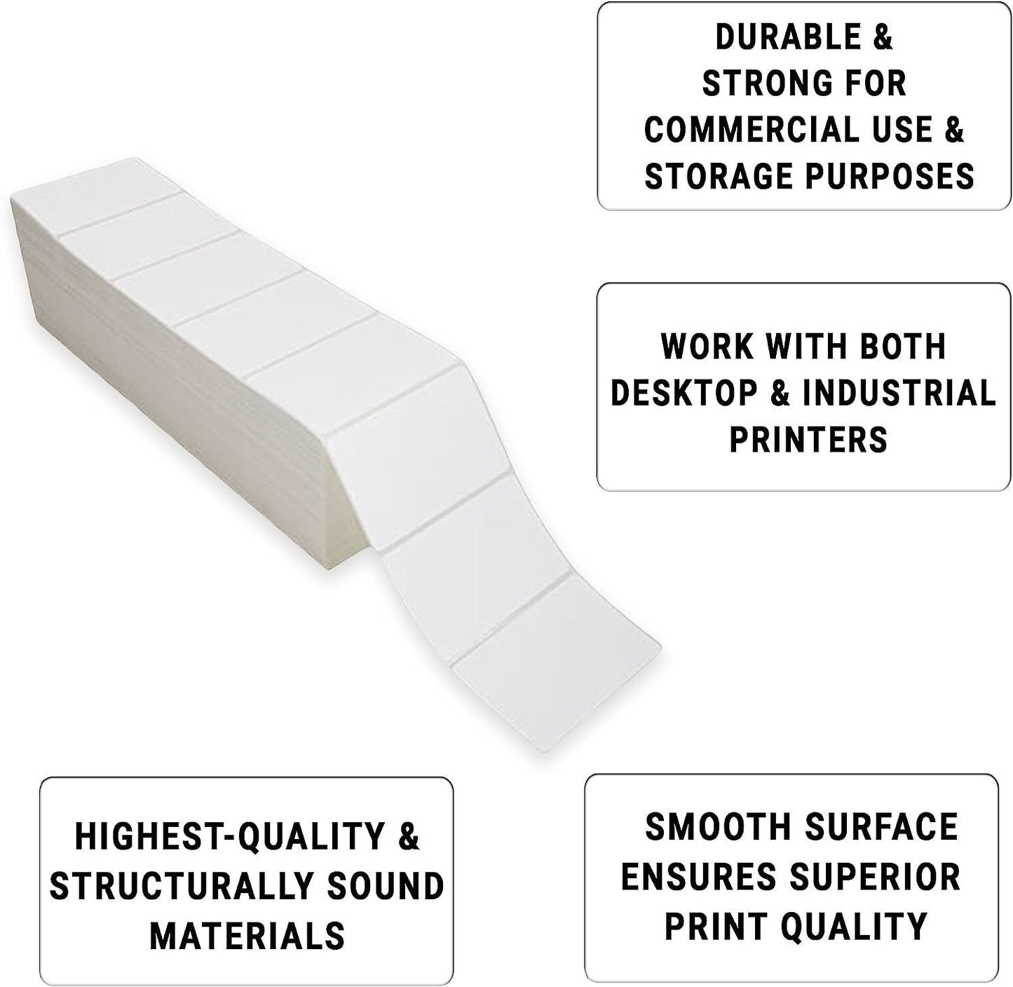 10000 Pack Thermal Transfer Fanfold Labels 4" x 2.5". Perforated Self-Adhesive Rolls. Mailing Postage. Printing Paper. Blank for Shipping; barcoding