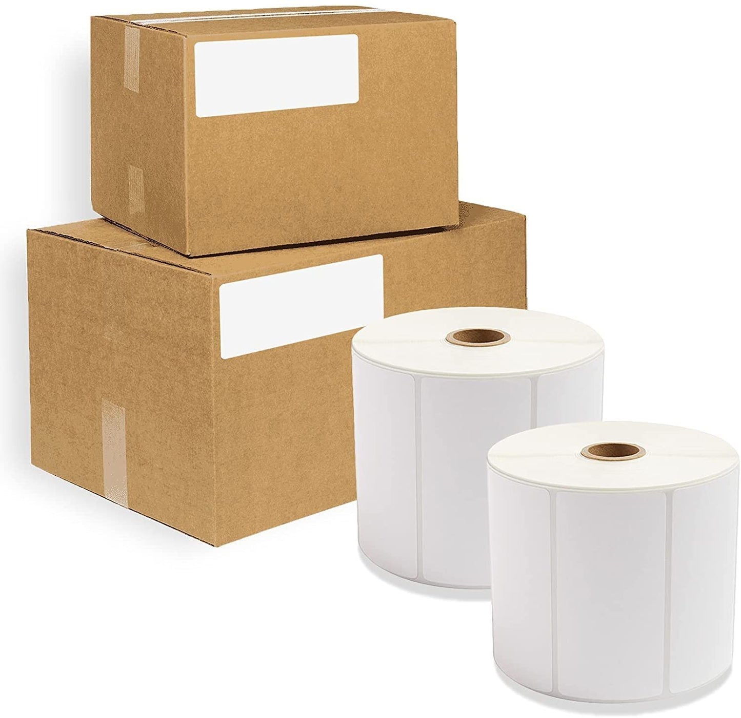 White Thermal Transfer Labels 4" x 3" Polypropylene. Pack of 7820 Perforated Thermal Shipping Labels with 3" core. Self-Adhesive Rolls. Mailing Printing Paper Blank for Shipping; Barcoding