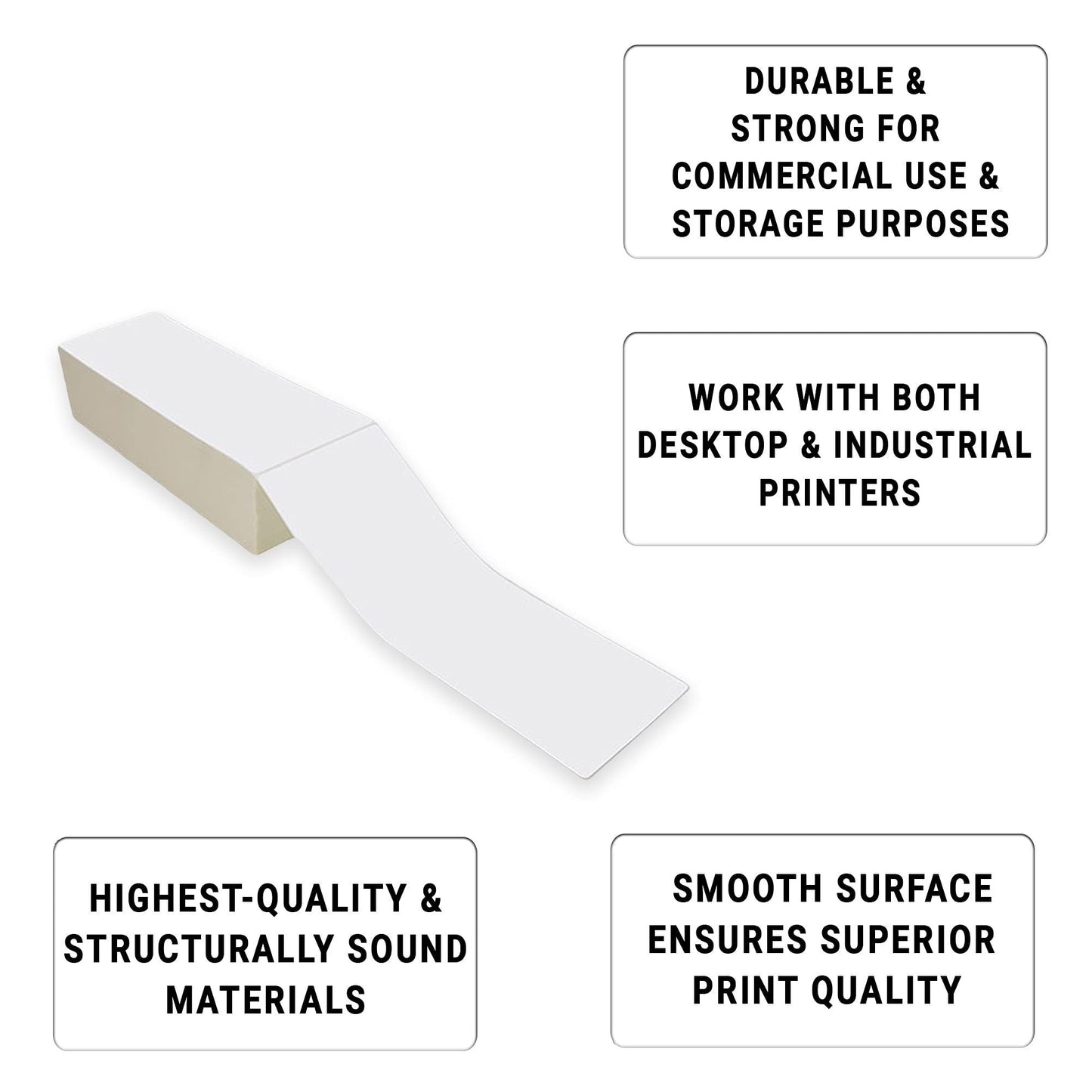 2000 Pack Thermal Transfer Fanfold Labels 4" x 12". Perforated Self-Adhesive Rolls. Mailing Postage. Printing Paper. Blank for Shipping; barcoding