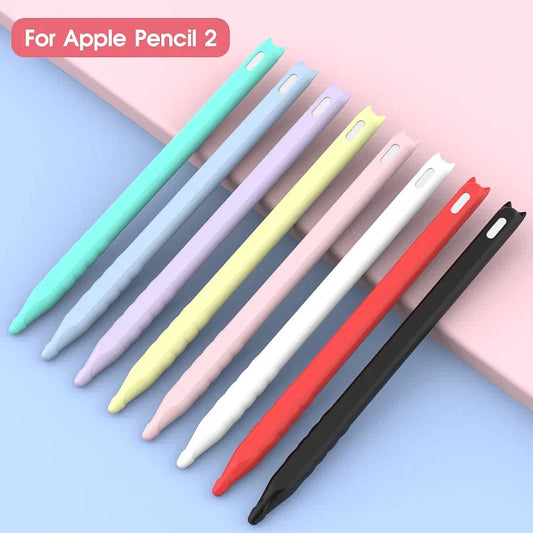 Colors: Pink - For Apple Pencil 2 Case Colorful Soft Silicone Compatible For iPad Tablet Touch Pen Stylus Protective Sleeve Cover For Pencil2