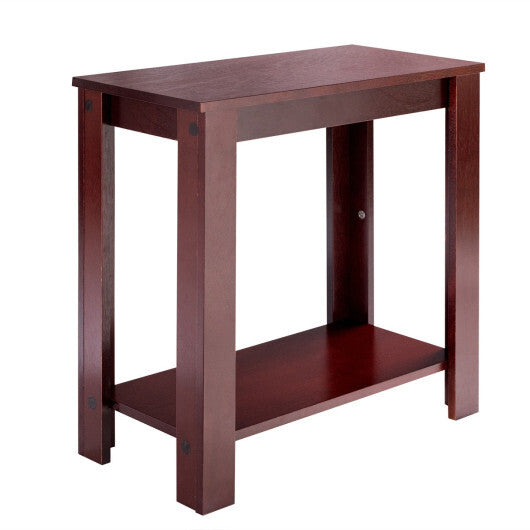 2-Tier Modern Compact End Table with Storage Shelf-Espresso - Color: Espresso