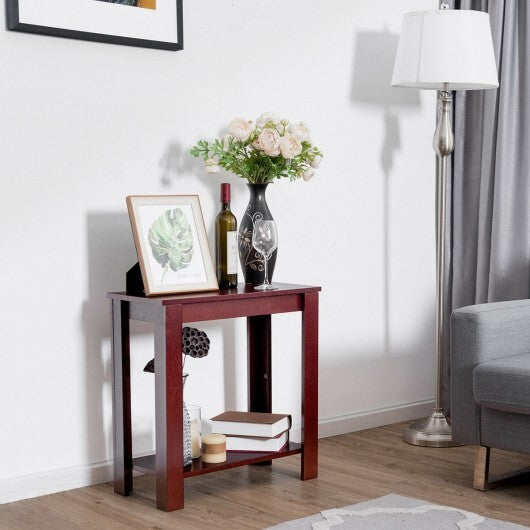 2-Tier Modern Compact End Table with Storage Shelf-Espresso - Color: Espresso