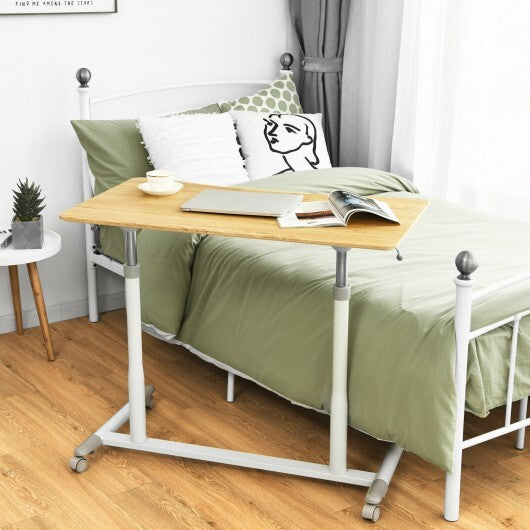 Height Adjustable Computer Desk Sit to Stand Rolling Notebook Table -Natural - Color: Natural