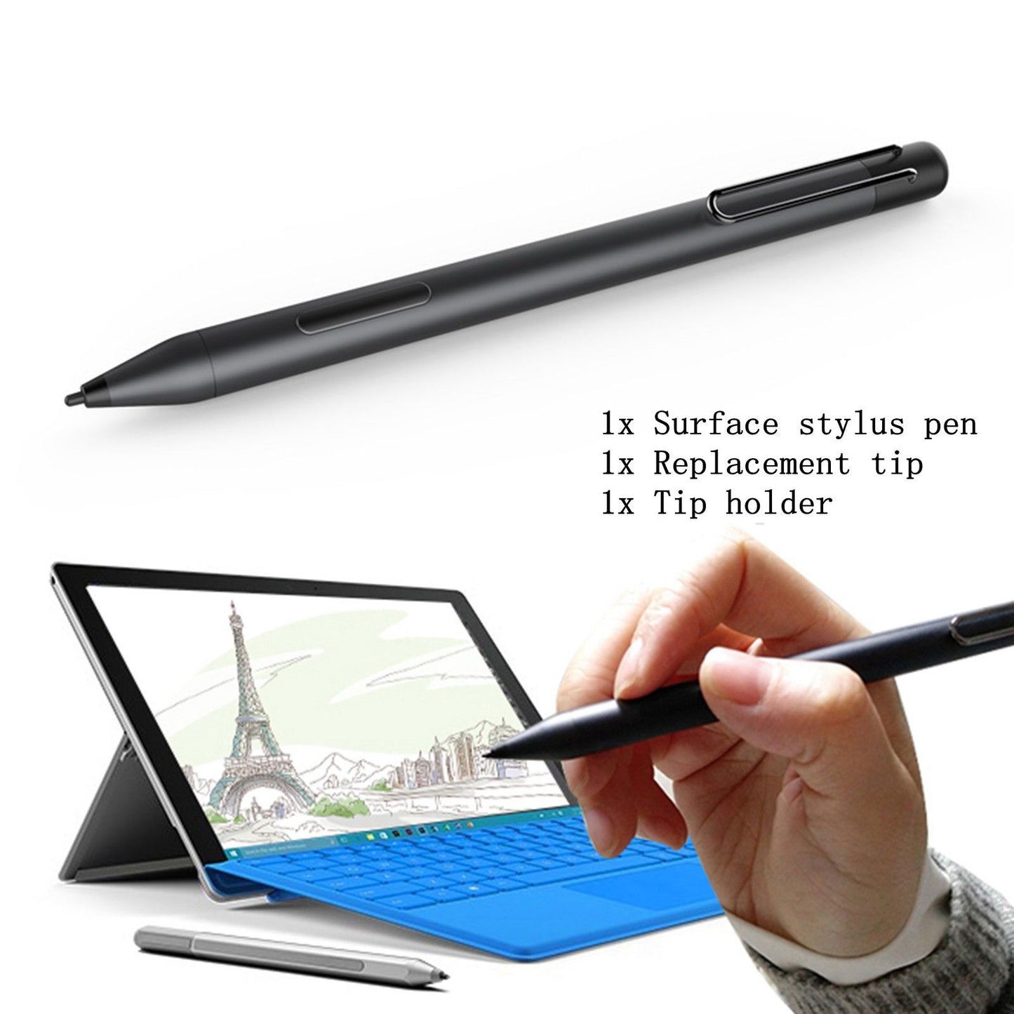 Surface Smart Stylus Pen for Microsoft Surface 3 Pro 5,4,3, Go, Book, Laptop Silver