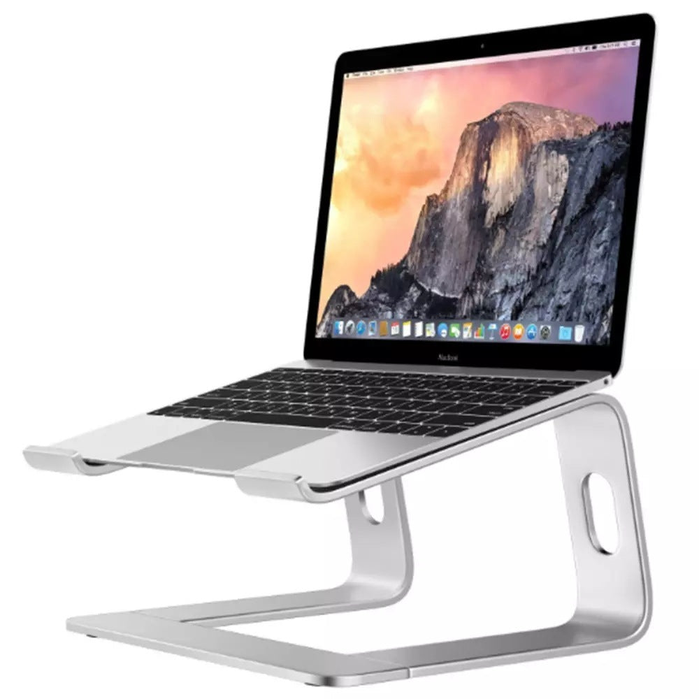 Aluminum Alloy Notebook Bracket Raise Computer Desktop Metal Base Heat Dissipation Anti-Skid Stand Silver