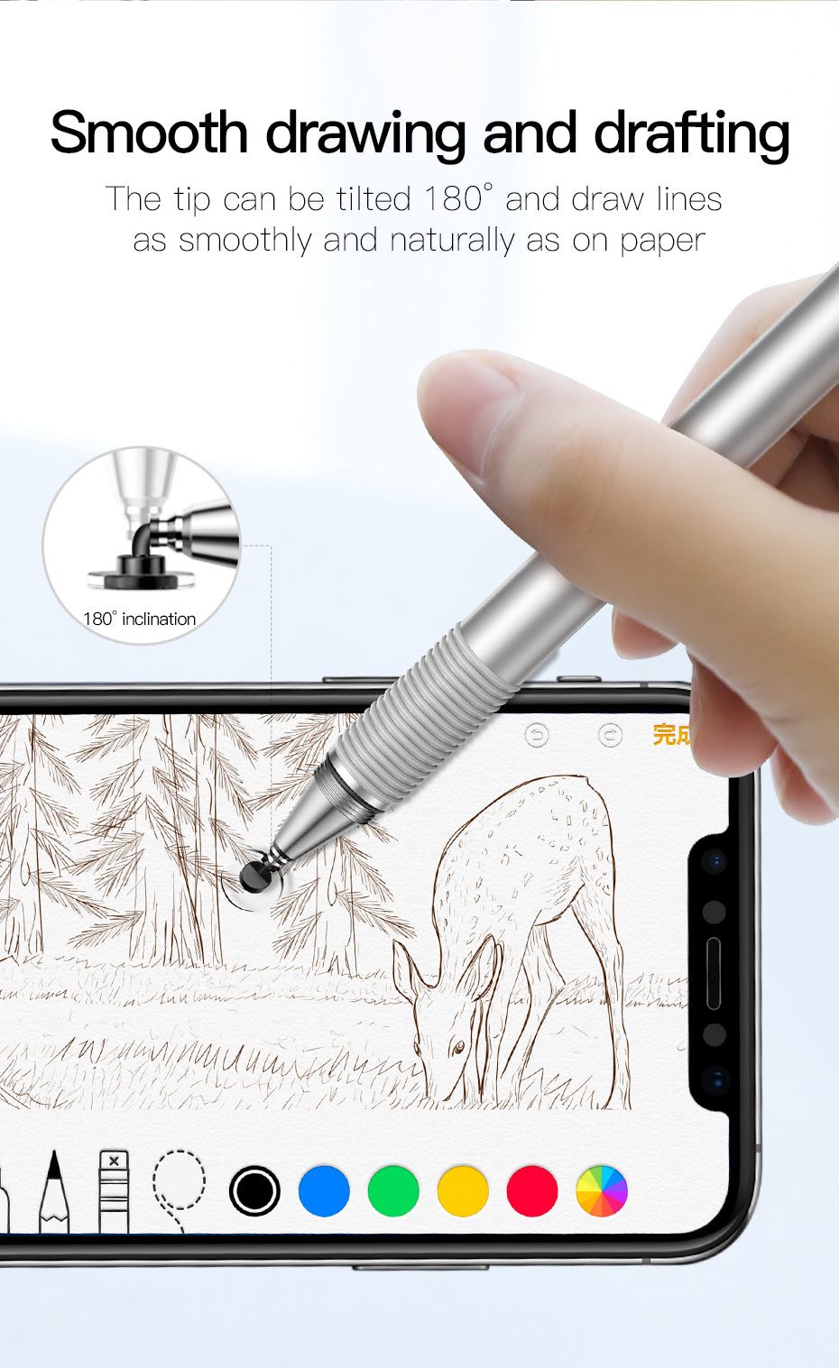 Universal Stylus Pen Multifunction Screen Touch Pen Capacitive Touch Pen for iPad iPhone Samsung Xiaomi Huawei Tablet Pen Silver