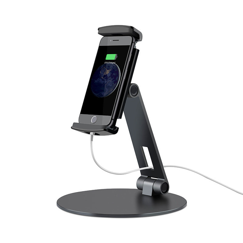 Desktop Aluminum Alloy Phone Tablet Holder Stand Desktop Phone Bracket Mount Office Desk Adjustable Display Cradle black