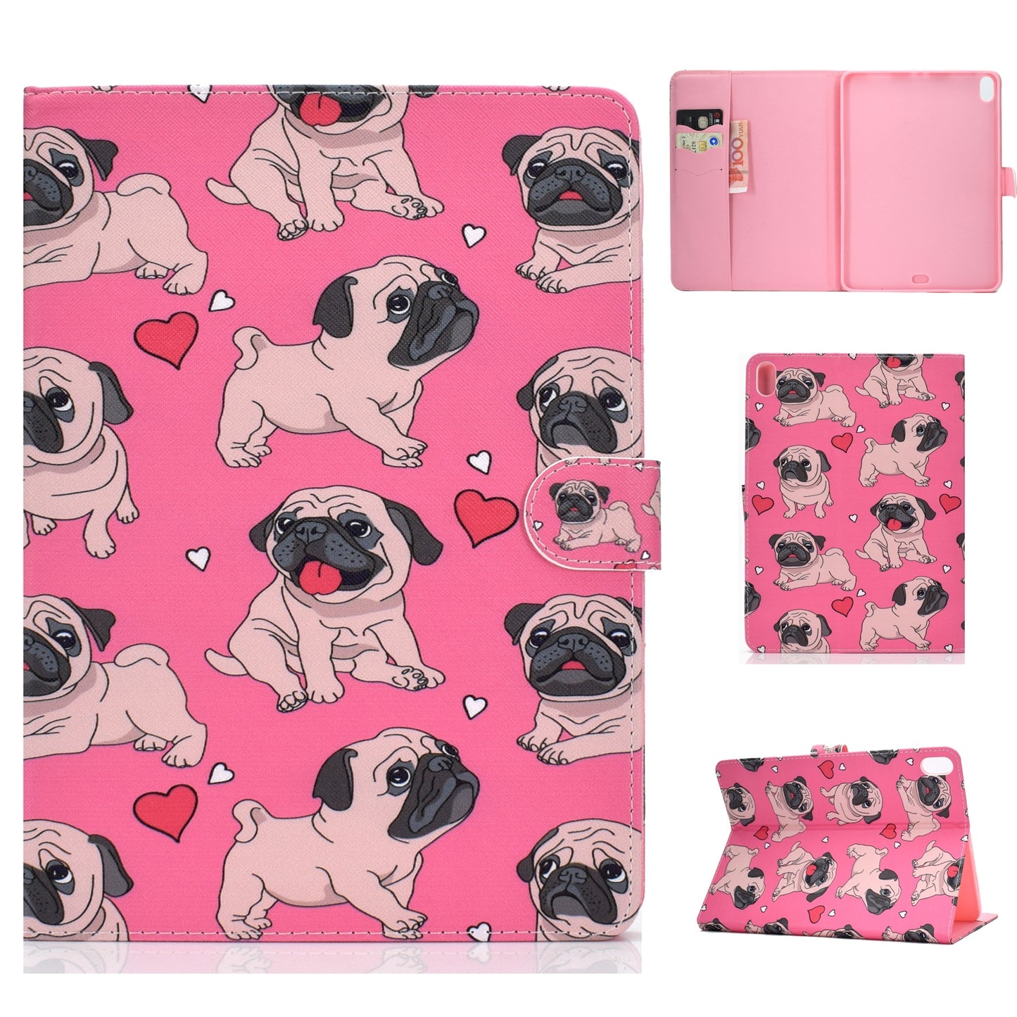 For iPad Pro 11 Laptop Protective Case Smart Stay Color Painted PU Cover with Front Snap Caring dog