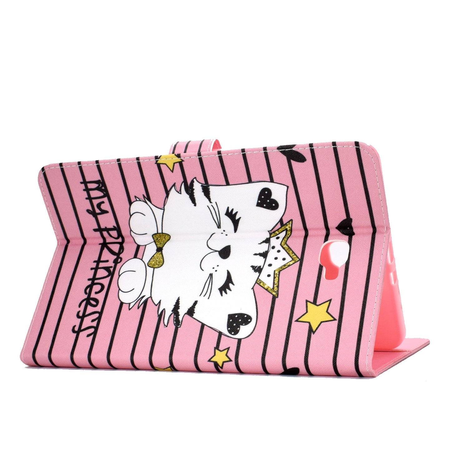 For Samsung T580 PU Laptop Protective Case with Front Snap Color Painted Smart Stay Cover  Pink flower