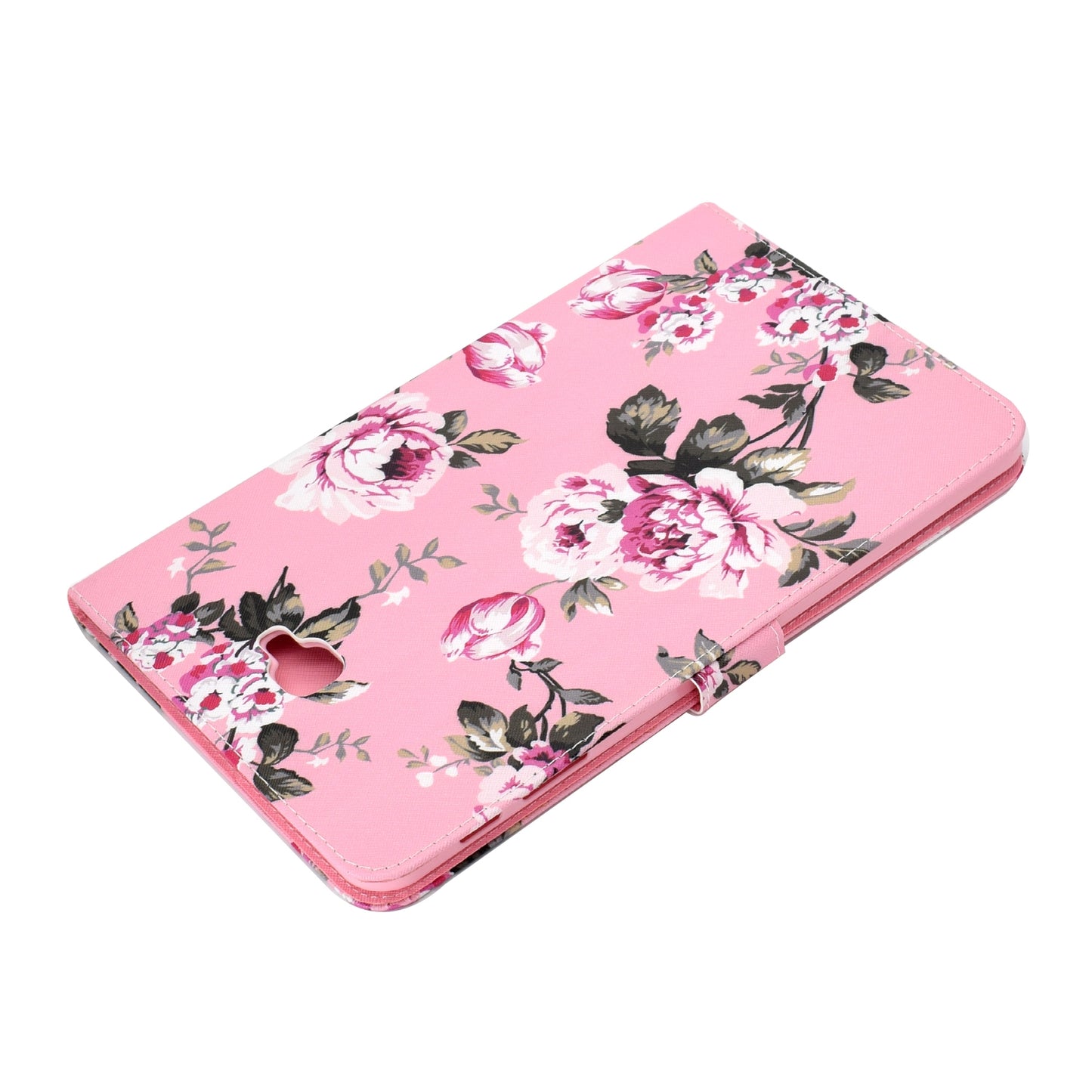 For Samsung T580 PU Laptop Protective Case with Front Snap Color Painted Smart Stay Cover  Pink flower