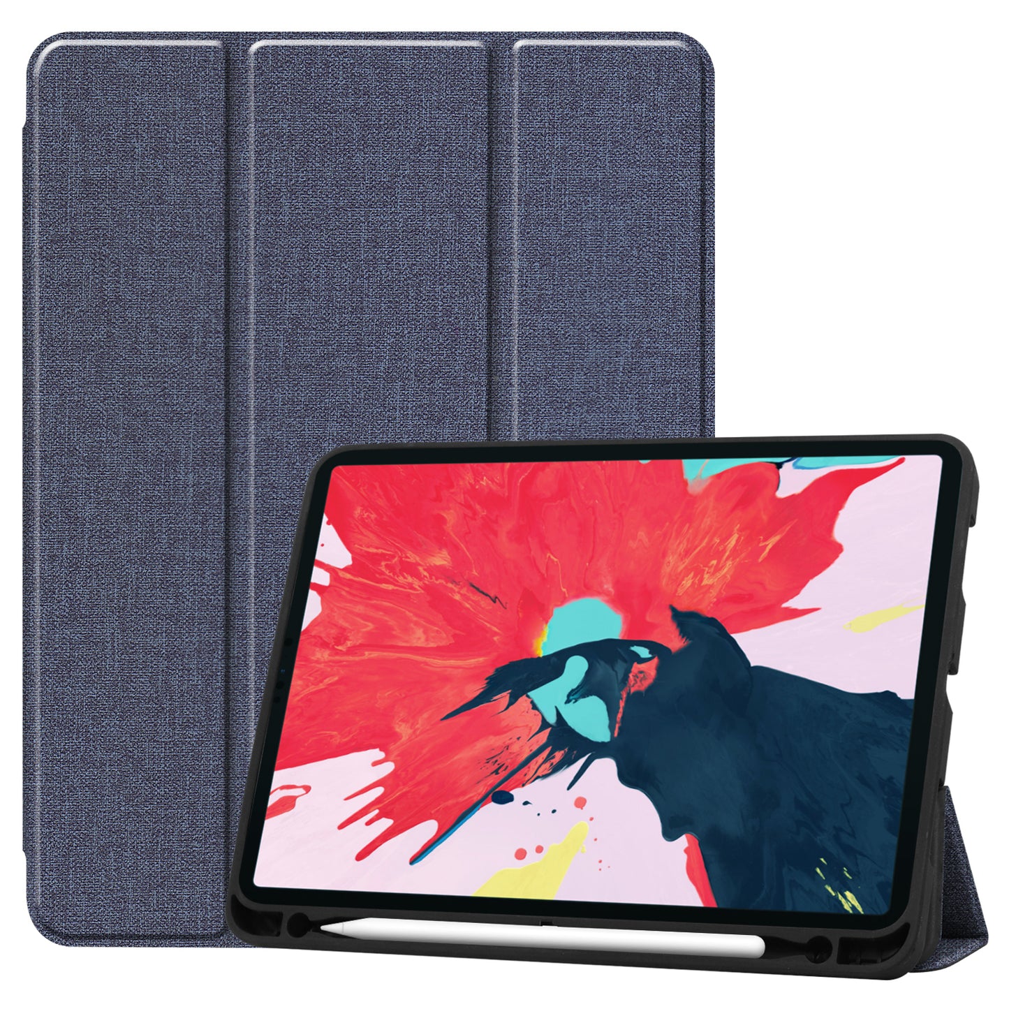 11 inch Foldable TPU Protective Shell Tablet Cover Case Shatter-resistant with Pen Slot for iPadPro blue