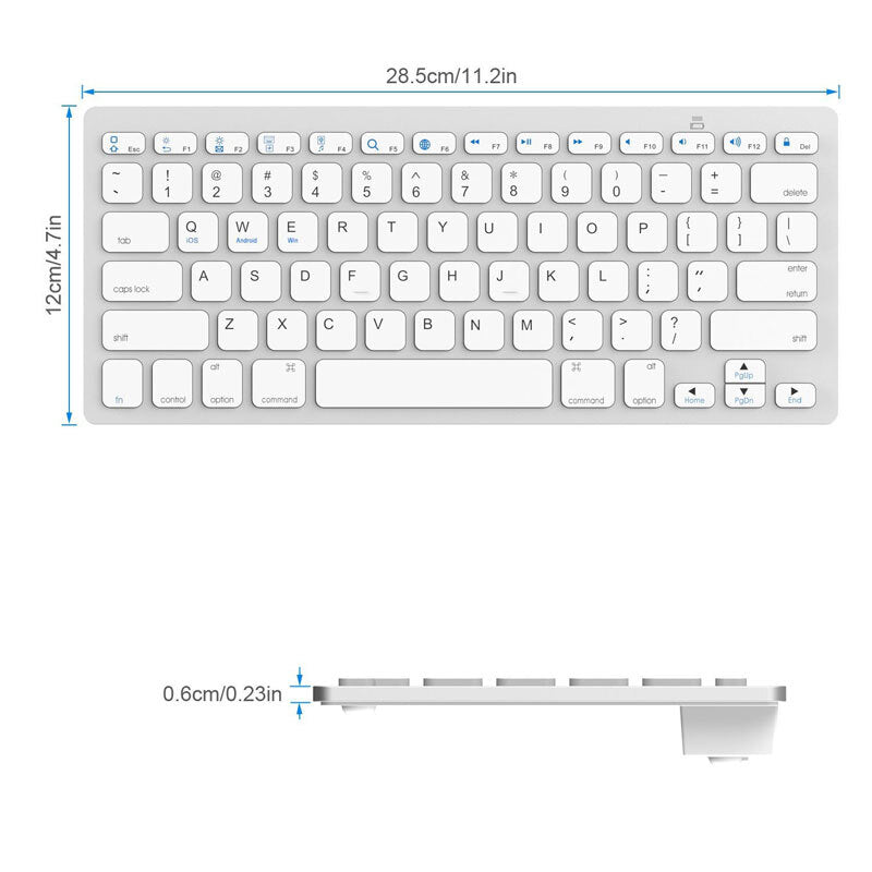 Wireless Gaming Keyboard Computer Game Universal Bluetooth Keyboard for Spanish German Russian French Korean Arabic English white