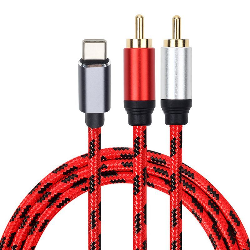 USB C RCA Audio Cable Type-C to 2 RCA Cable for Phone Home PC Computer 1 meter