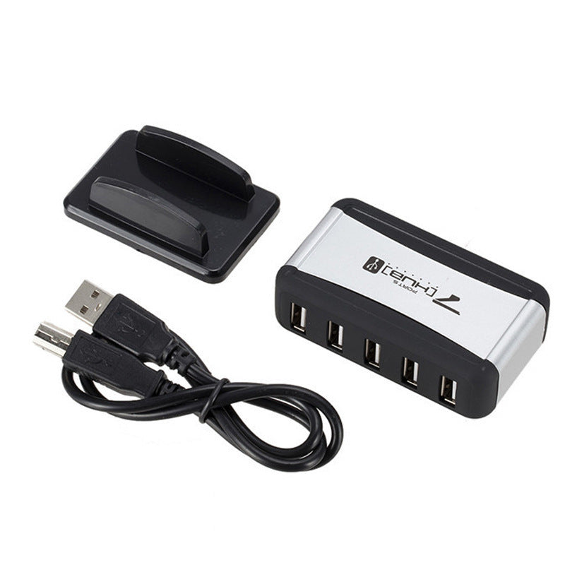 Vertical USB Hub Multi 7 Ports USB 2.0 Splitter with Power Adapter US Plug