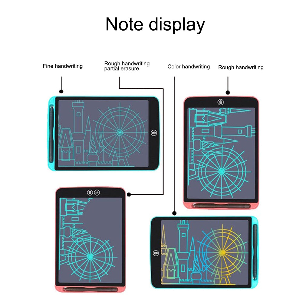 12inch Color Partially Erasable Lcd Writing Board With 6pcs Copy Card Set black