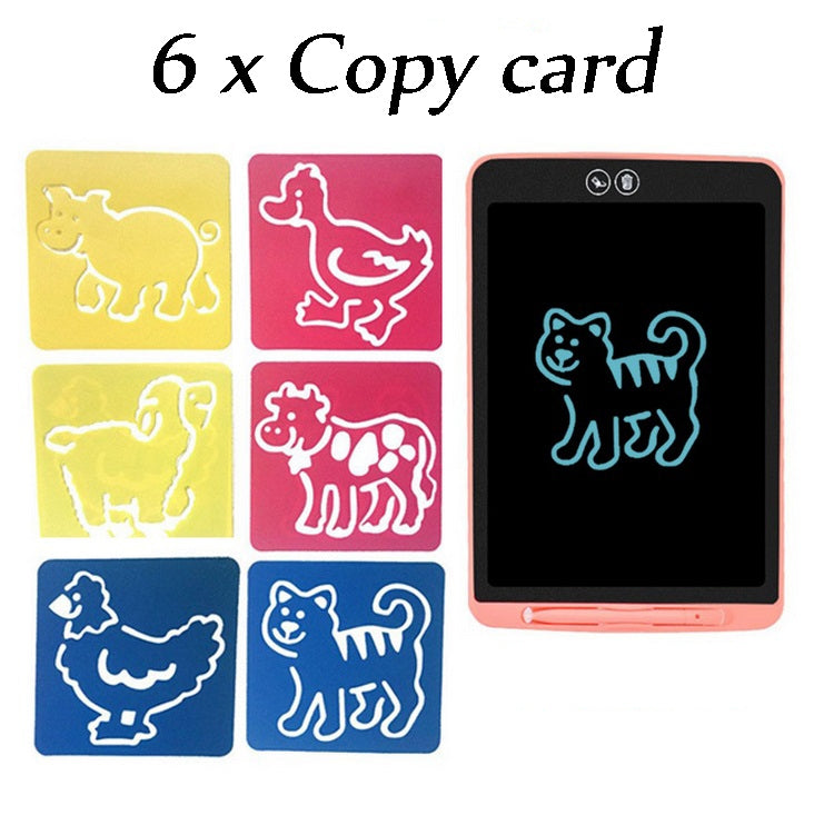 12inch Color Partially Erasable Lcd Writing Board With 6pcs Copy Card Set black