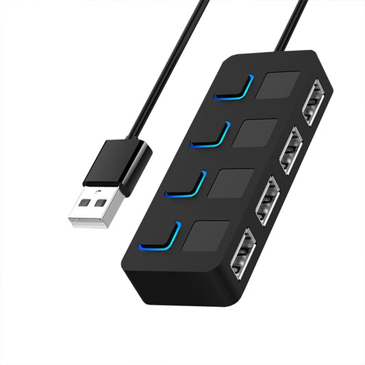 Usb 2.0 Hub Multi Usb Splitter 4 Ports Expander Multiple Usb 2.0 Hub Use Power Adapter Usb2.0 Hub With Switch For PC Black