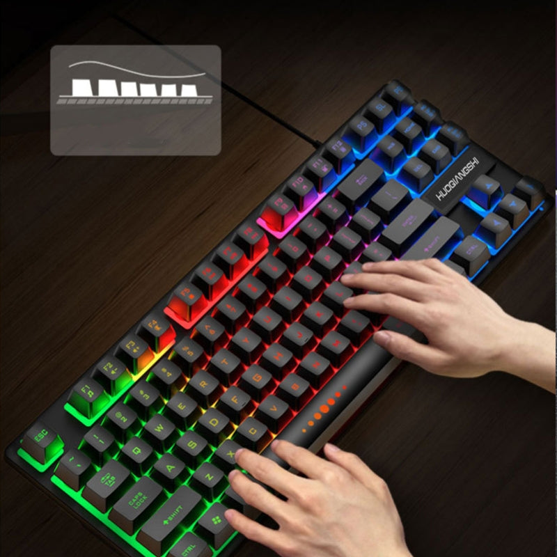 Backlight  Keyboard Laptop Computer Office Typing Wired External USB Portable Membrane 87 Keys Gaming Keyboard Black