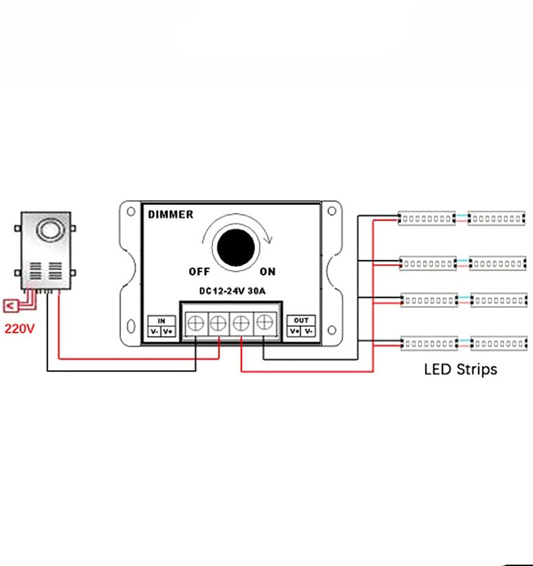 12v 24v Led  Dimmer  Switch 30a 360w Regulator Adjustable Controller Soft Stable Pwm Digital Dimming For Led Light Bar Led Dimmer Black