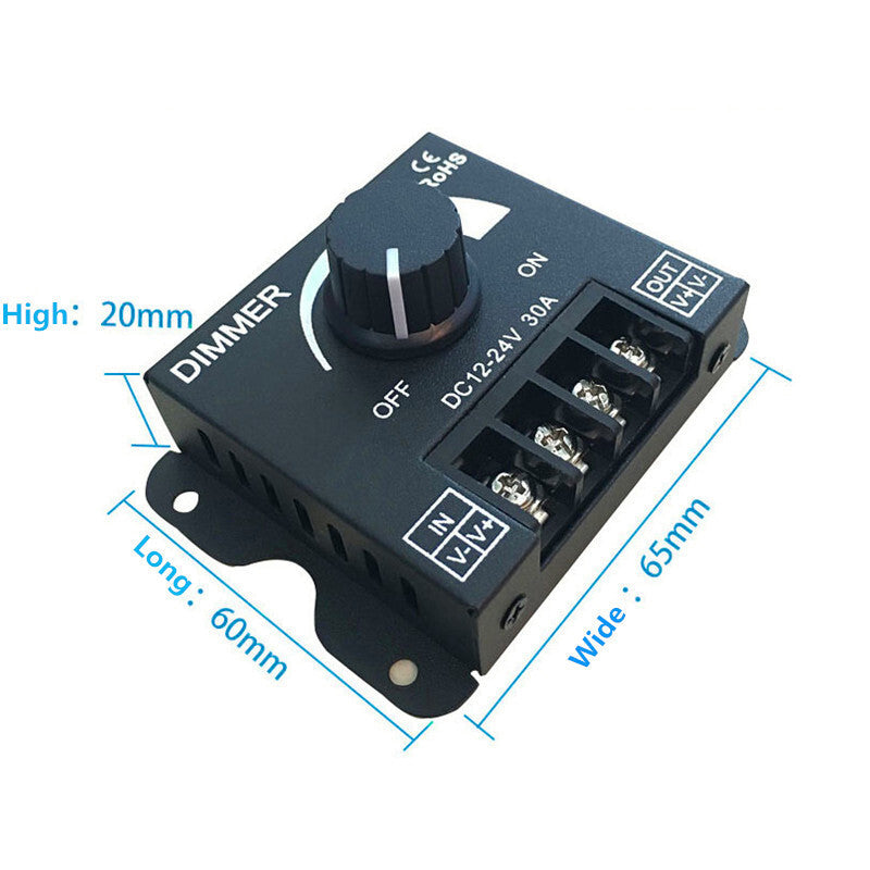 12v 24v Led  Dimmer  Switch 30a 360w Regulator Adjustable Controller Soft Stable Pwm Digital Dimming For Led Light Bar Led Dimmer Black