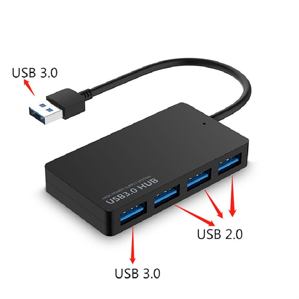 High-speed Usb 3.0 Hub Multi Usb Splitter 4-port Multiple Expander Adapter Computer Accessories For Laptop Pc black