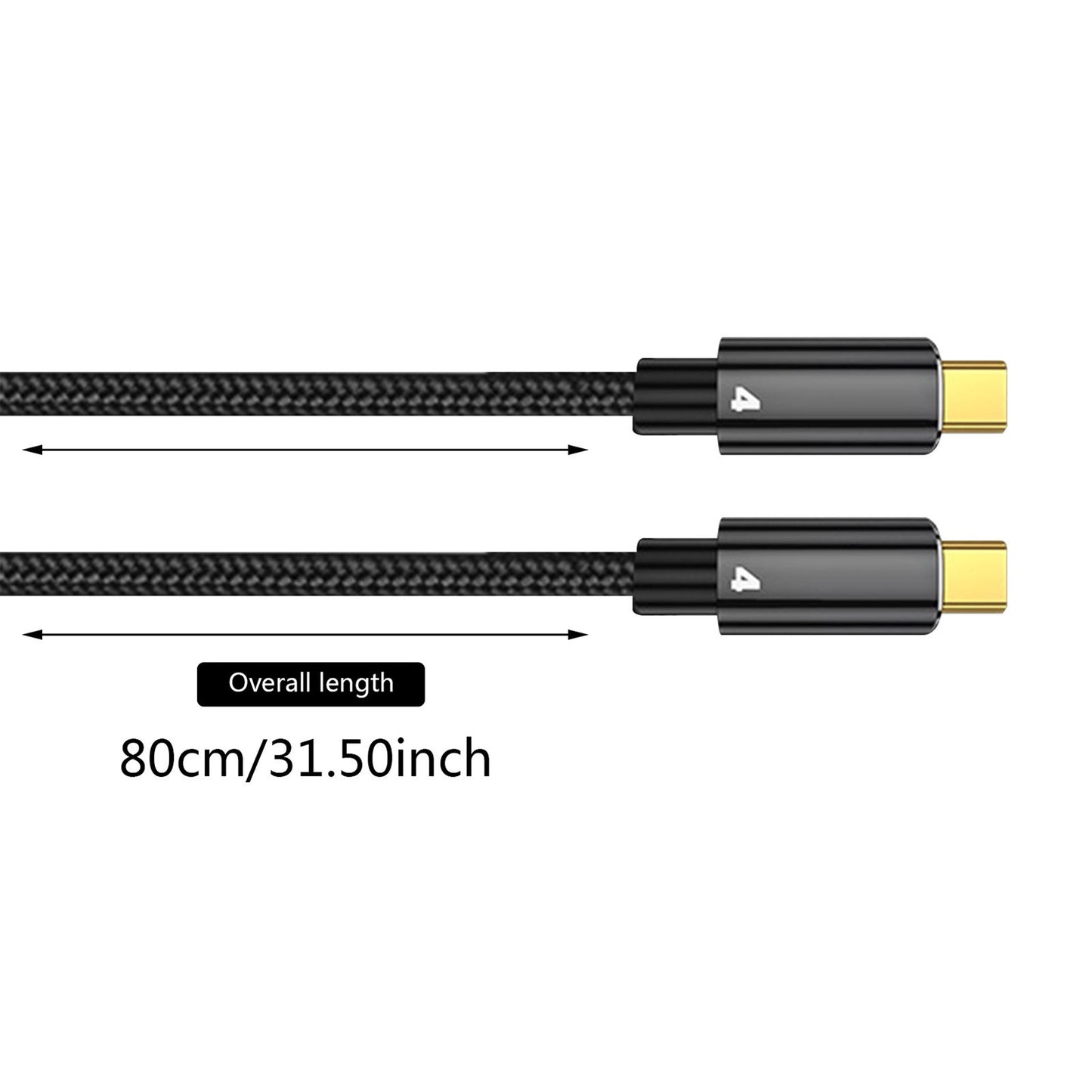 Thunderbolt 4 Dual Type C Data Line 40gbps Usb C Cable Pd 100w 5a/20v 8k Hd Usb-c Data Transfer For Macbook Thunderbolt4 Cable 1.0m